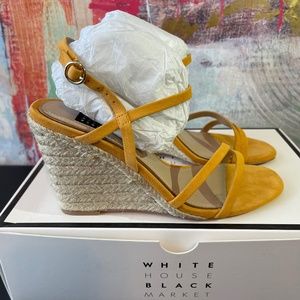 Whitehouse Black Market Strappy Wedge, Mustard Yello